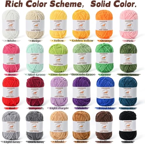 2 Pack Light Yellow Fluffy Velvet Yarn for Crocheting, Chunky Chenille Baby Blanket Yarn for Crochet, Soft Fuzzy Puzzle Yarn for Knitting, (50g/1.77oz Each) Bulky Thick Amigurumi Crochet Yarns - color: 2 Light Yellow