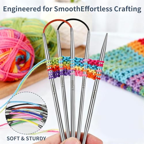 US10/6.0mm9-inchFlexibleCircular DoublePointed Knitting Needles,3-PieceSet | Perfect for knitting socks, stuffed animals, fingerless gloves, coasters, and other small, delicate knitting projects - size: 6.0MM