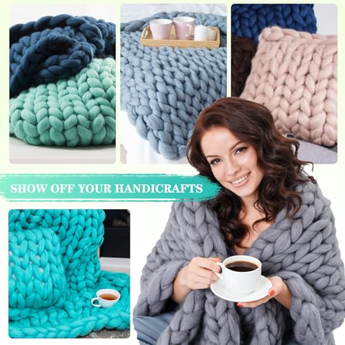 64" Chunky Blanket Loom Wooden Frame – DIY Throw Blankets Chunky Knit Blanket Kit | Adjustable Size Hand Knitting Kit | No Needles Required | Beginner-Friendly Yarn Craft for Home & Stress Relief - size: 64 in