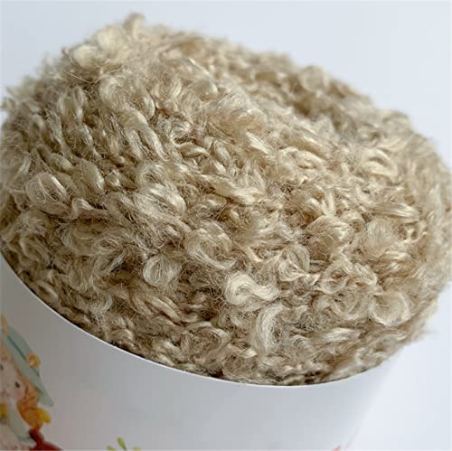 Zzooi 50g(1.75 Ounce) Carded Wool Yarn for Doll Hair Making and DIY Crochet Doll,Light Tan