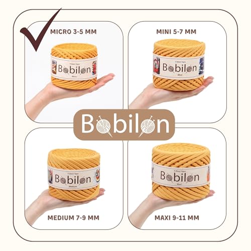 Bobilon 3-5 mm Thin Cotton T-Shirt Yarn for Amigurumi - Mustard | 100% cotton t shirt yarn for amigurumi, crochet, knitting and macrame; new fabric, not recycled; 109 yds - color: Mustard