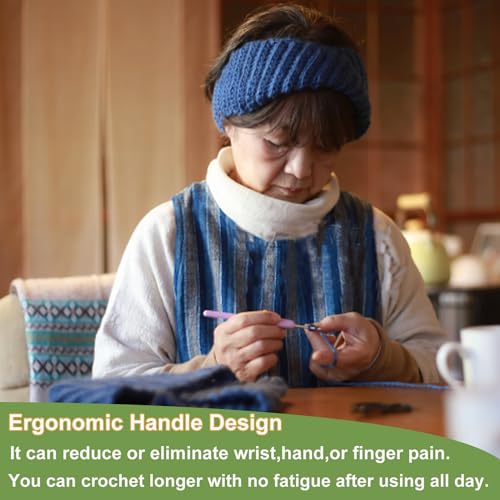 Hobekoee Size 7mm Crochet Hook Ergonomic Handle for Arthritic Hands Soft & Smooth Knitting Needles for Beginners and Crocheting Yarn - size: 7mm