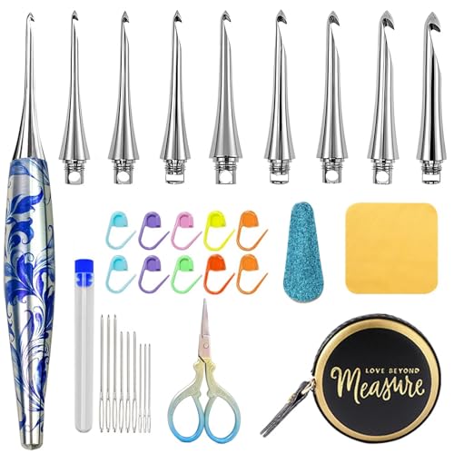 34 in 1 Interchangeable Crochet Hook Set - 3mm-8mm Ergonomic Crochet Hooks Set- Handle Crochet Hook Set for Beginners and Advanced Crafters