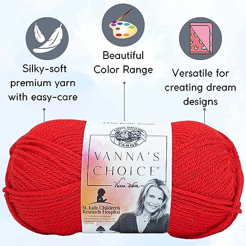 Lion Brand Yarn Vanna'S Choice 860-113 Scarlet | 3 Skeins, Same Dye Lot, Project Bag, CYC #4 Worsted, 100% Acrylic, Ideal for Crochet, Knitting Blankets, Hats, Scarves - color: 860-113-Scarlet