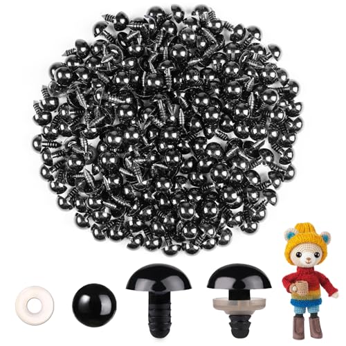 MUCUNNIA 400pcs 14mm Safety Eyes for Amigurumi with Washers Plastic Black Safety Eyes for Crochet Craft Safety Eyes for DIY Christmas Decorations Crochet Stuffed Animals Crafting - size: 14mm