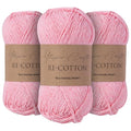 Re-Cotton Knitting Yarn 3X 100g / 3.52oz (Light Pink, 3 Pack) - color: Light Pink