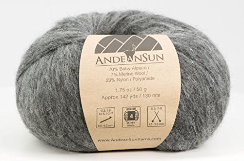 (Set of 3) Baby Alpaca Merino Wool Yarn [426 Yards Total] Medium Grey, #4 Worsted - color: Medium Grey