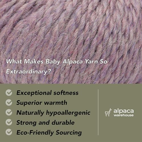 100% Baby Alpaca Yarn 6 Skeins 300g Bulky Weight Knitting Crochet H. Lilac | Made in Peru with natural warmth and softness featuring 324yd of premium fiber ideal for scarves shawls sweaters and more - color: Heather Lilac, size: Bulky - 6 Skeins