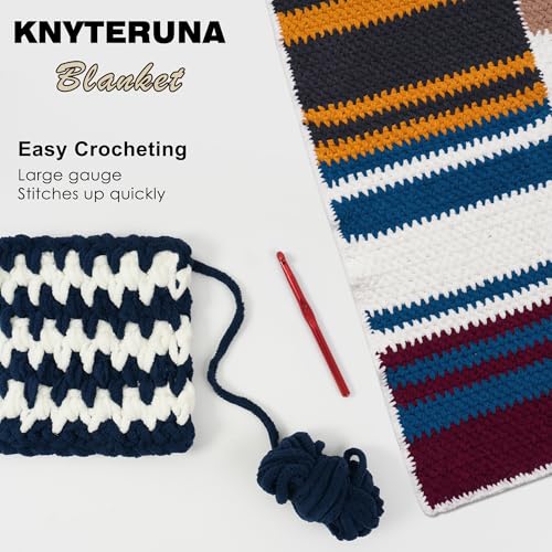 #6 Super Bulky Blanket Yarn for Crocheting - 4 Skeins(Each 10.5oz/300g, 220yds/201m), Chunky Chenille Thick Plush Big Soft Yarn for Crocheting Knitting Blankets, Navy Blue - color: Navy Blue