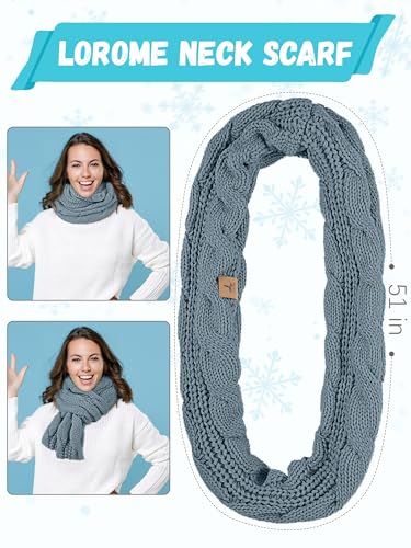 LOROME Winter Beanie Hat Scarf Gloves, Warm Fleece Knit Neck Scarf Set Gift | Hats Gloves Scarf Set, Touchscreen Gloves, Universal Size Neck Scarf Set Winter Gifts for Unisex Adult Winter Wear - color: Light Blue