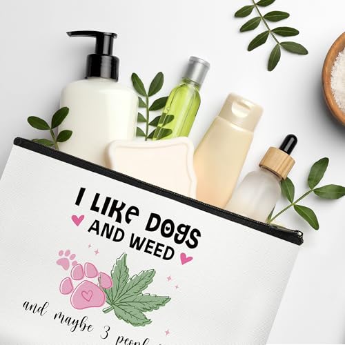 Dog Weed Lover Gifts Cute Makeup Bag Accessories for Women Girl Funny Dog Mom Gifts Cosmetic Bag for Female Her Girl Niece Travel Toiletry Bag for Dog Owner - style: Weed and Dog
