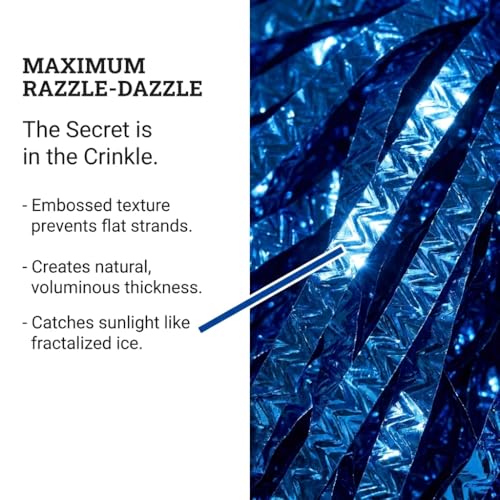 Metallic Royal Blue Foil Textured Cheerleader Pom Poms- Pack of 10 | Anderson's Metalllic Pom Pom, For Cheerleaders, Football, Basketball, Homecoming, Team Party, Dance Performance - color: Blue