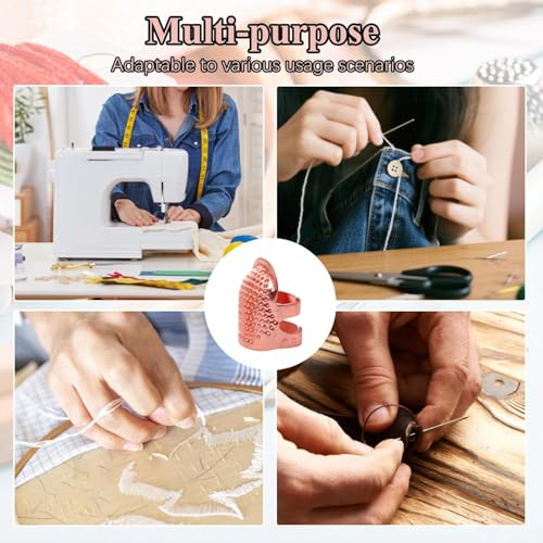Sewing Thimble, Finger Protector for Hand Sewing, Quilting & Needlework, Comfortable Fit, Essential Sewing Accessory Safety Use - color: 1 Rose Gold S