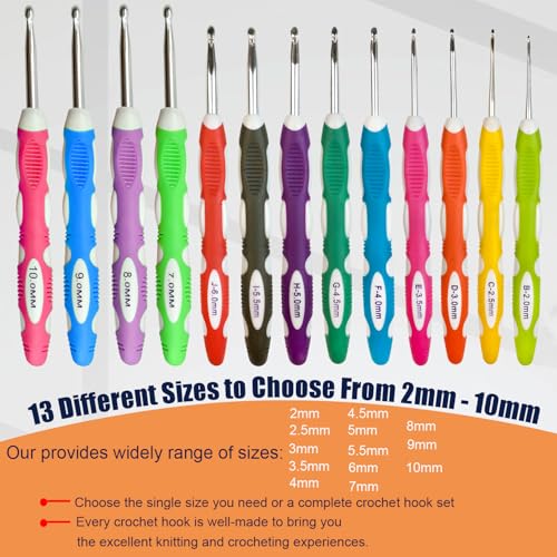 Mdoker Size 7(4.5mm) Crochet Hook,Extra Long Crochet Hooks Needles for Arthritic Hands,Ergonomic Grip Soft Handles for Beginners and Experiecced Crochet Lover,Comfortable/Smooth/Ergonomic - size: 4.5mm