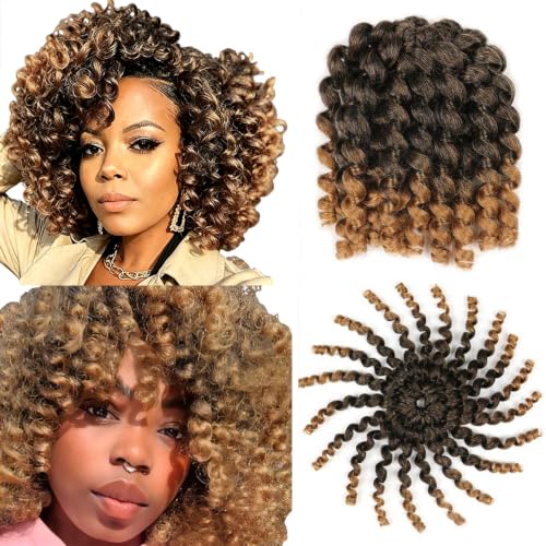 5 Packs Jamaican Bounce Crochet Hair 8 Inch Wand Curl Crochet Hair Curly Bounce Crochet Braids Hair Extension Twist Hair(1B/27#) - color: 1B/27#, size: 8 Inch (Pack of 5)