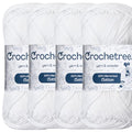 Mercerized Cotton Yarn – Fingering Weight 4-Ply, Each 1.76 oz (50g) / 136 yds (125 m), High-Gloss, Anti-Splitting, Fade-Resistant for Crochet & Knitting, Bright White (Pack of 4) - color: Bright White