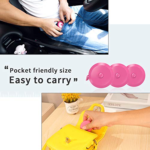 DiCUNO 3-Pack Soft Retractable Measuring Tape, 60-Inch 1.5 Meter, Pink | Measuring Tape for Pocket, Body Tailor Sewing Craft Cloth, Medical Nursing, Tape Measure - color: Pink*3pcs