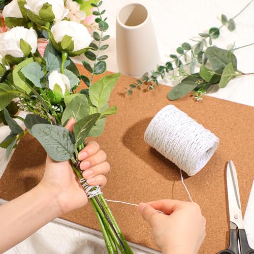 Syhood 673 Feet Floral Vine Bind Wire Rustic Craft Wire, White | For DIY Craft Wrapping, Flower Bouquets Garland Arrangements, , Christmas Wreath Making - color: White, size: 673 Feet