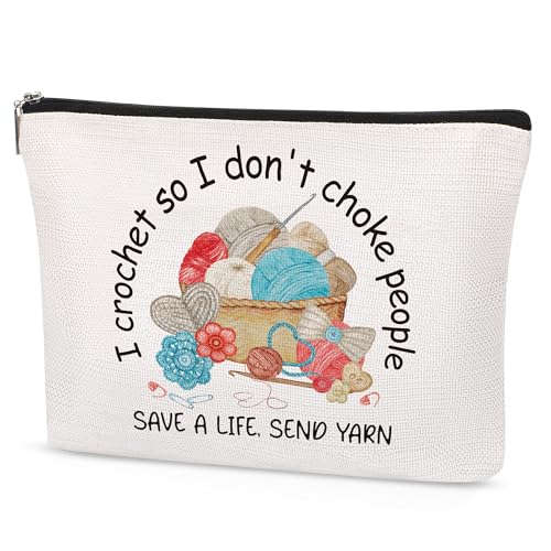 Funny Crocheting Gifts Makeup Bag for Women Knitting Gift for Crochet Beginner Crochet Lovers Friends Crocheters Accessories Cosmetic Bag - style: Crochet