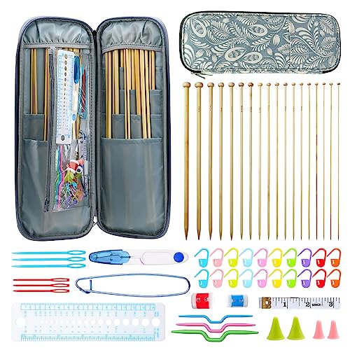 Professional Knitting Tools Pack, Included 36 Pcs Knitting Needles and Accessories and Portable Case, Durable and Beautiful Knitting DIY Kit for Any Project - color: White