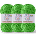 3 Pack Velvet Chenille Yarn for Crocheting and Knitting Beginners,Christmas Green Velvet Plush Fuzzy Fluffy Chenille Yarn for Crochet Blankets/DIY Crafts(Christmas Green) - color: Christmas Green