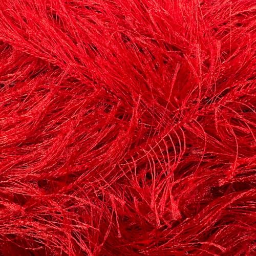 Premium Eyelash Fun Fur Yarn - Ultra Soft Fuzzy Faux Fur Novelty Thread for Knitting & Crochet | Chunky Multi Color Craft Supplies - 3.53 Oz (100g), 165 Yrds (150m) (1Skein, Bright Red) - color: Bright Red