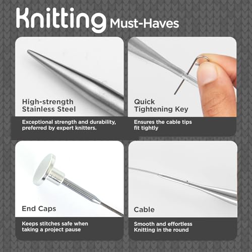KnitPro Stelo Grande Normal Interchangeable Needle Set 5" (13cm) | 13 US Sizes (2.5 to 15) - size: Grande