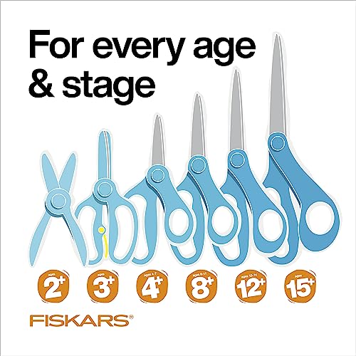 Fiskars 6" Softgrip Big Kids Scissors, Ages 8-11, Turquoise-Purple Ombre | Scissors with Safety Edge Blades for School or Crafting, Ergonomic Handles Designed for Growing Kids, Back to School Supplies - style: Ombre