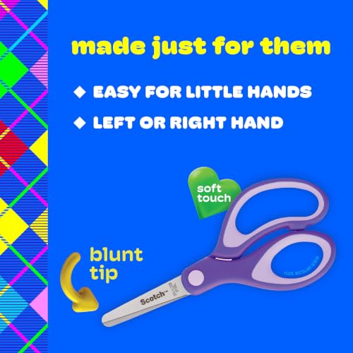 Scotch 5" Soft Touch Blunt Kid Scissors, Purple, 12 Count, Teacher's Pack | Ideal for school supplies and classroom projects - size: 12 count - pointed