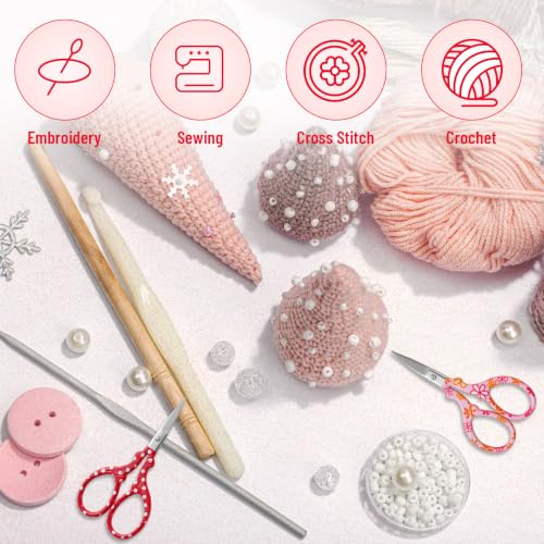 2PCS Sewing Embroidery Scissors, 3.6 Inches Sharp Stainless Steel Crochet Scissor Craft Scissors for Cross Stitch Supplies, Crochet Accessories, Paper Cutting,Threading & Needlework DIY(Red+Pink) - color: Red+pink