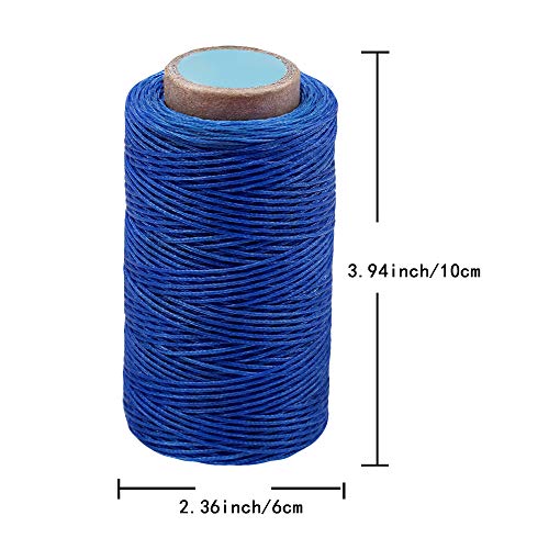 284Yards Waxed Thread for Leather, 0.8mm Waxed Linen Thread, Wax String | Waxed Thread for Bookbinding, Upholstery Thread Heavy Duty, Wax String for Leather Craft DIY/Bookbinding/Shoe Repairing - color: Blue
