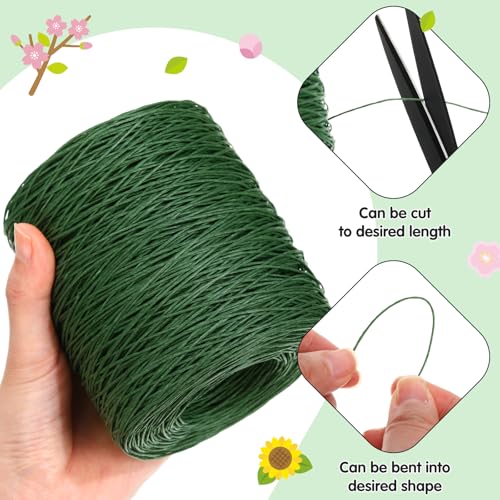Syhood 1345 Feet Floral Vine Bind Wire Rustic Craft Wire, Deep Green | For DIY Craft Wrapping, Flower Bouquets Garland Arrangements, , Christmas Wreath Making - color: Deep Green, size: 1345 Feet