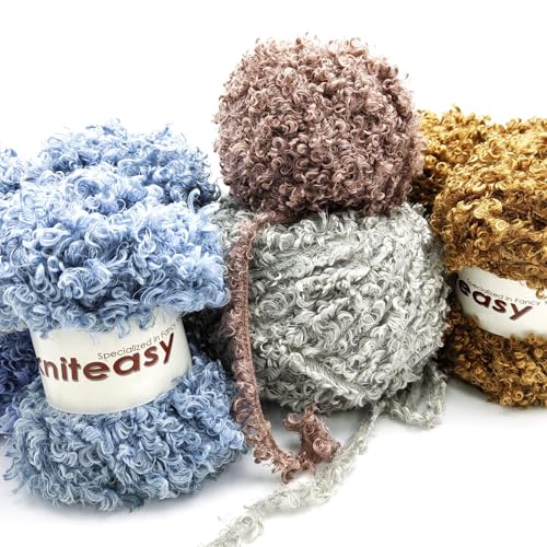 Teddy Fur Curly Yarn, 3 Skeins (150g/5.3oz Total, 15mm Thick), Chunky Faux Fur Eyelash Yarn, Super Soft Fluffy Yarn for Doll Hair Weaving, Crochet, Knitting, Amigurumi (Brown) - color: Brown