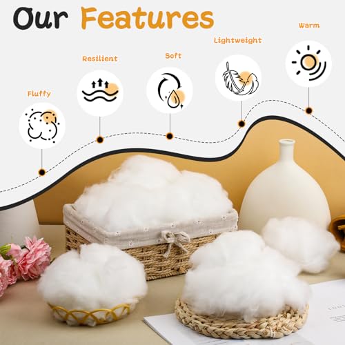 LUNARM Polyfill Stuffing Fiber Fill 17.64oz/500g Polyester Pillow Stuffing | High Resilience Stuffing Outdoor Cushions, Stuffed Animals, Crochet Projects, Bean Bags, Machine Washable No Clump - size: 500g/17.6oz