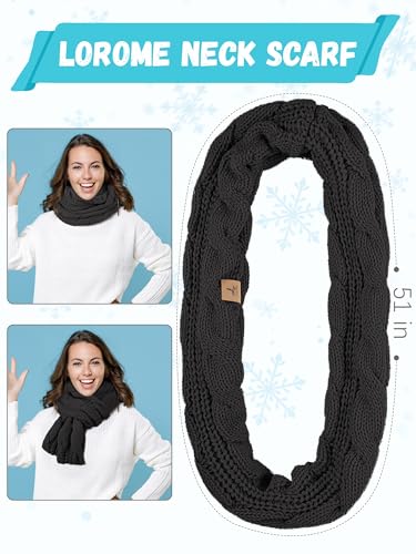 LOROME Winter Beanie Hat Scarf Gloves, Warm Fleece Knit Neck Scarf Set Gift | Hats Gloves Scarf Set, Touchscreen Gloves, Universal Size Neck Scarf Set Winter Gifts for Unisex Adult Winter Wear - color: Dark Gray