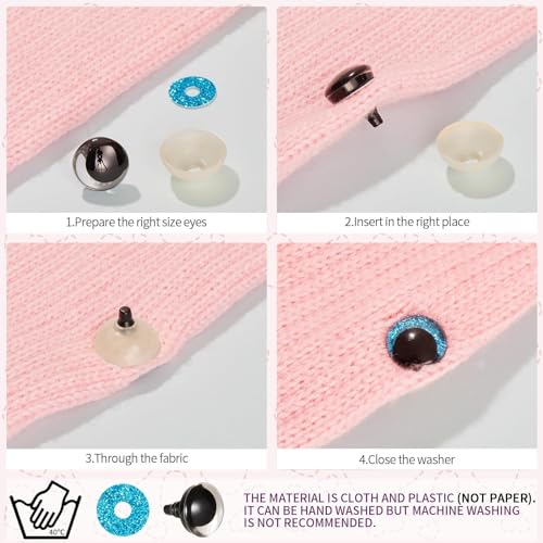 MUCUNNIA 120pcs 18mm 3D Glitter Safety Eyes for Crocheting with Bowl Washers Moon Crochet Amigurumi Eyes for Crochet Animals Craft Doll Eyes Stuffed Crochet Eyes for Crafts Gift for Crochet Lovers - size: 18mm