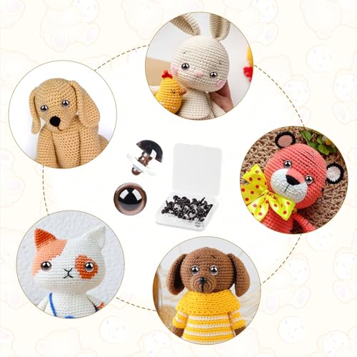 MUCUNNIA 80pcs Safety Eyes for Crocheting with Washers 18-30mm Brown Safety Eyes for Crochet Craft Safety Eyes Gift for Crochet Lovers Christmas Decorations Stuffed Animals Crafting - size: 18-30mm