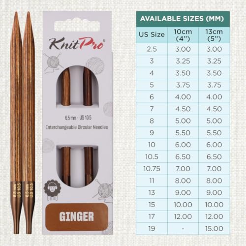 KnitPro Ginger Interchangeable Circular Needles 5" (13cm) | US Size 10.5 (6.5mm) - size: US 10.5 (6.5mm)