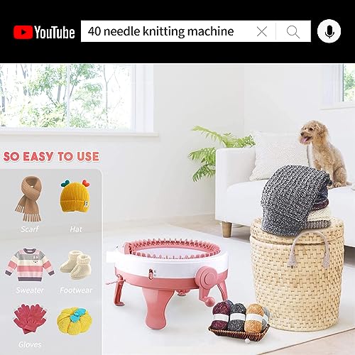 Knitting Machine 40 Needles,Smart Loom Knitting Machine with Row Counter | Knitting Board Rotating Double Knit Loom Machine for 𝐀𝐝𝐮𝐥𝐭𝐬 Gift,DIY Knit Scarf Hat Sock(with Wool) - size: 40 Needles