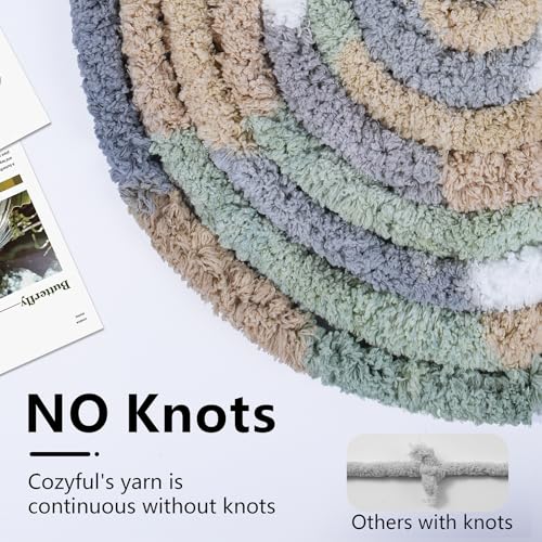Cozyful Chunky Yarn for Hand Knitting - #10 Chunky Chenille Blanket Yarn, Jumbo Big Thick Chunky Yarns for Crocheting, Tie Dye Bulky Knit Yarns, 8 Skein (20 yds 8 oz Each Skein), Cream&Sage&Grey&Khaki - color: Cream&Sage&Grey&Khaki