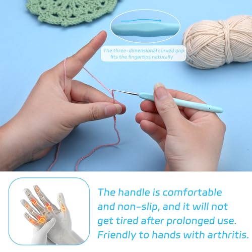 0.5 mm Crochet Hook, Ergonomic Handle for Arthritic Hands, Extra Long Knitting Needles for Beginners and Crocheting Yarn (0.5 mm) - size: 0.5mm