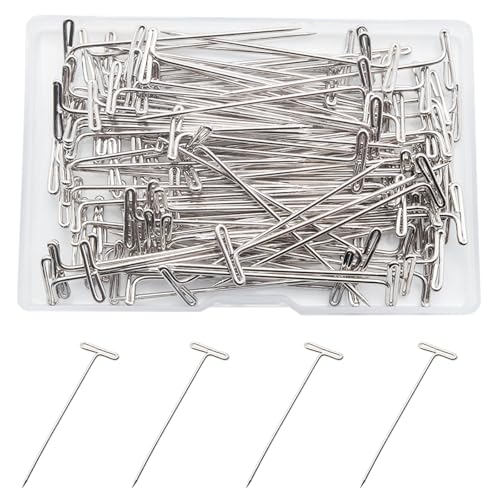 100 Pcs Long Straight T Pins 2 Inch Crochet Blocking Pins for Wigs Head Knitting Sewing Quilting - size: 2 inch