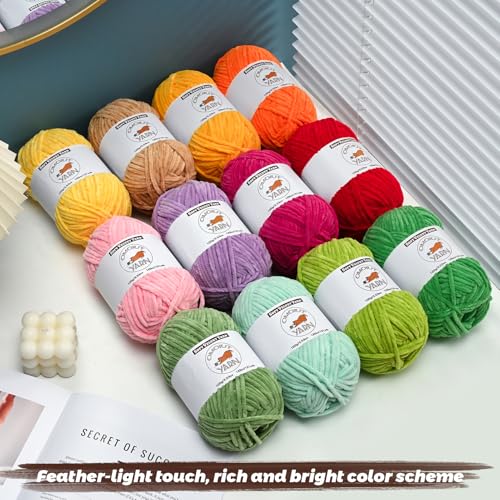 3 Pack Khaki Fluffy Velvet Yarn for Crocheting, Chunky Chenille Baby Blanket Yarn for Crocheting, Soft Fuzzy Puzzle Yarn for Knitting,(100g/3.53oz Each) Bulky Thick Amigurumi Crochet Yarns - color: 3 Khaki