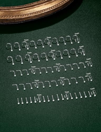 Clear Nose Stud Piercing Retainer Plastic Body Jewelry Lip Helix Septum | Eyebrow Belly Cartilage Bioflex Industrial Bar L-Shape Invisible Flat Back Earring for Women Men Sport Surgery Work - style: 60pcs-18G(1.0mm)-Flat Top