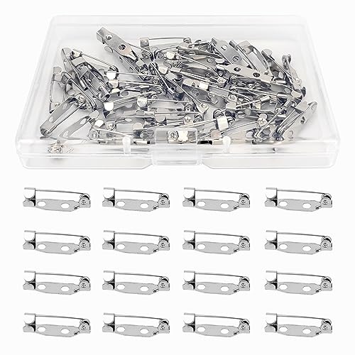 50 Pcs Silver Bar Pins, Safety Pins - Secure Back Clasp - Reliable Brooch Pins for Various Uses Locking Pins Backs Safety Clasp Brooch (20MM, Silver) - size: 20MM