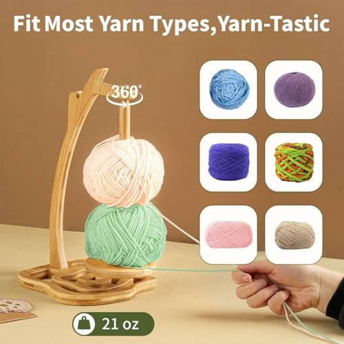 RoseFlower Yarn Holder Stand, Natural Wooden Yarn Ball Holder Spindles Twirling Yarn Holder for Crocheting, Protable Yarn Storage, Gift for Women Older, Knitter & Crochet Supplies - color: C11