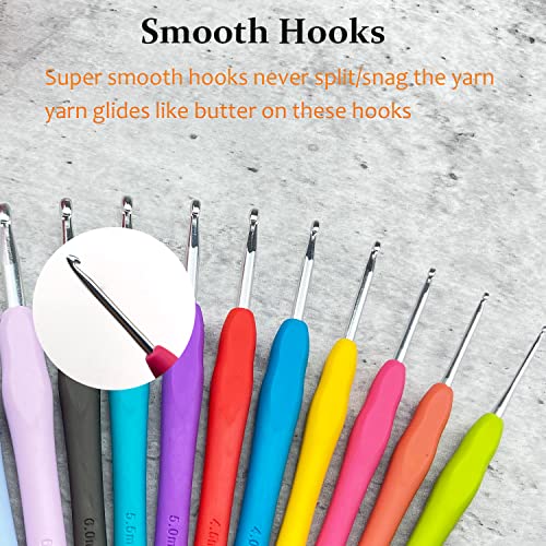 Mdoker Size D/3(3mm) Crochet Hook,Extra Long Crochet Hooks for Arthritic Hands,Ergonomic Grip Soft Handles for Beginners and Experiecced Crochet Lover,Comfortable/Easy to Use - size: 3mm