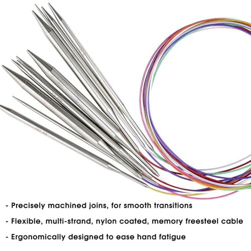 Circular Knitting Needles 16 inch (40cm) - US Size 7 (4.5mm) Stainless Steel Round Knitting Needles for Hats, Socks & Baby Booties - size: 16in/4.5mm(US7)