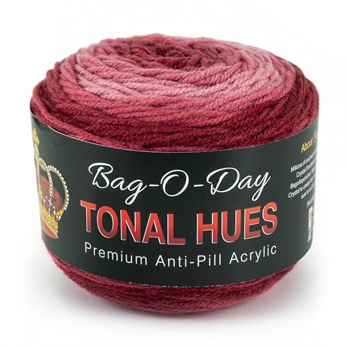 Mary Maxim Bag-O-Day Tonal Hues Ombre Yarn for Crocheting and Knitting, Medium Worsted Weight Anti-Pilling Acrylic Yarn Cake - 280 Yards, 5.3 OZ, Mister Fahrenheit - color: Mister Fahrenheit