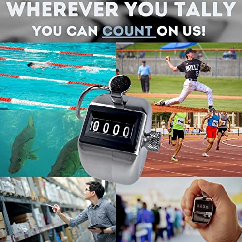Tally Counter, Professional Grade Stainless Steel H-102 Clicker Counter - Japanese Made 4-Digit Handheld Counter Clicker, Lap Counter, Pitch Counter Clicker, Multi-Use People Counter